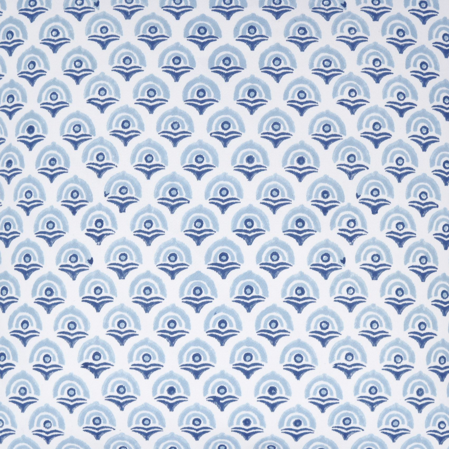 Hand printed Decorative pillow with dark and light blue and white geometric flower pattern on a white organic cotton, Cotton pillow covers 20 inch, Patterned cushion covers