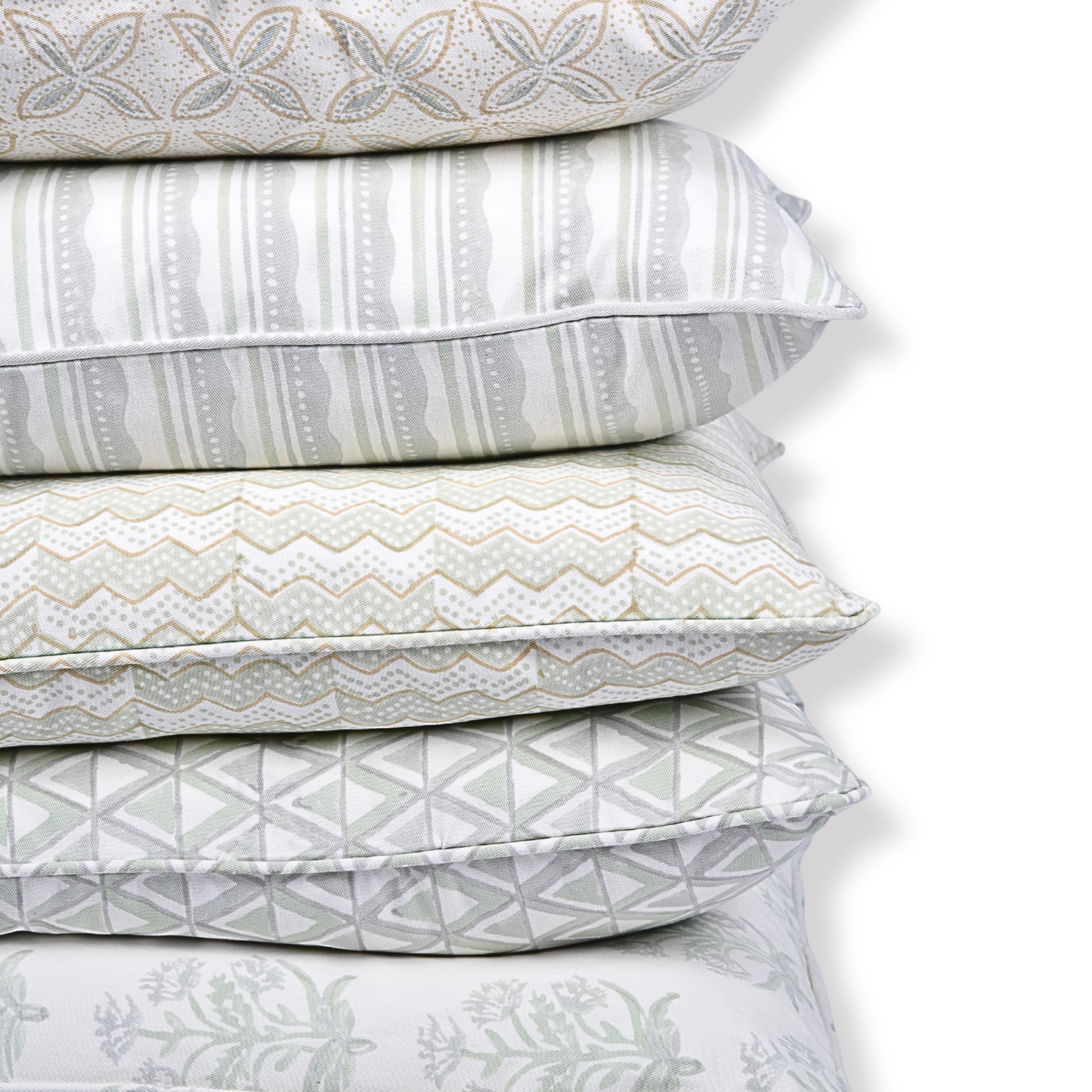 Decorative pillow covers with geometric and plumeria flower pattern, Printed cushion covers, Cushion covers for sofa