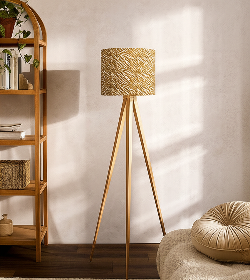 White & Yellow Animal Print Patterned Lampshade