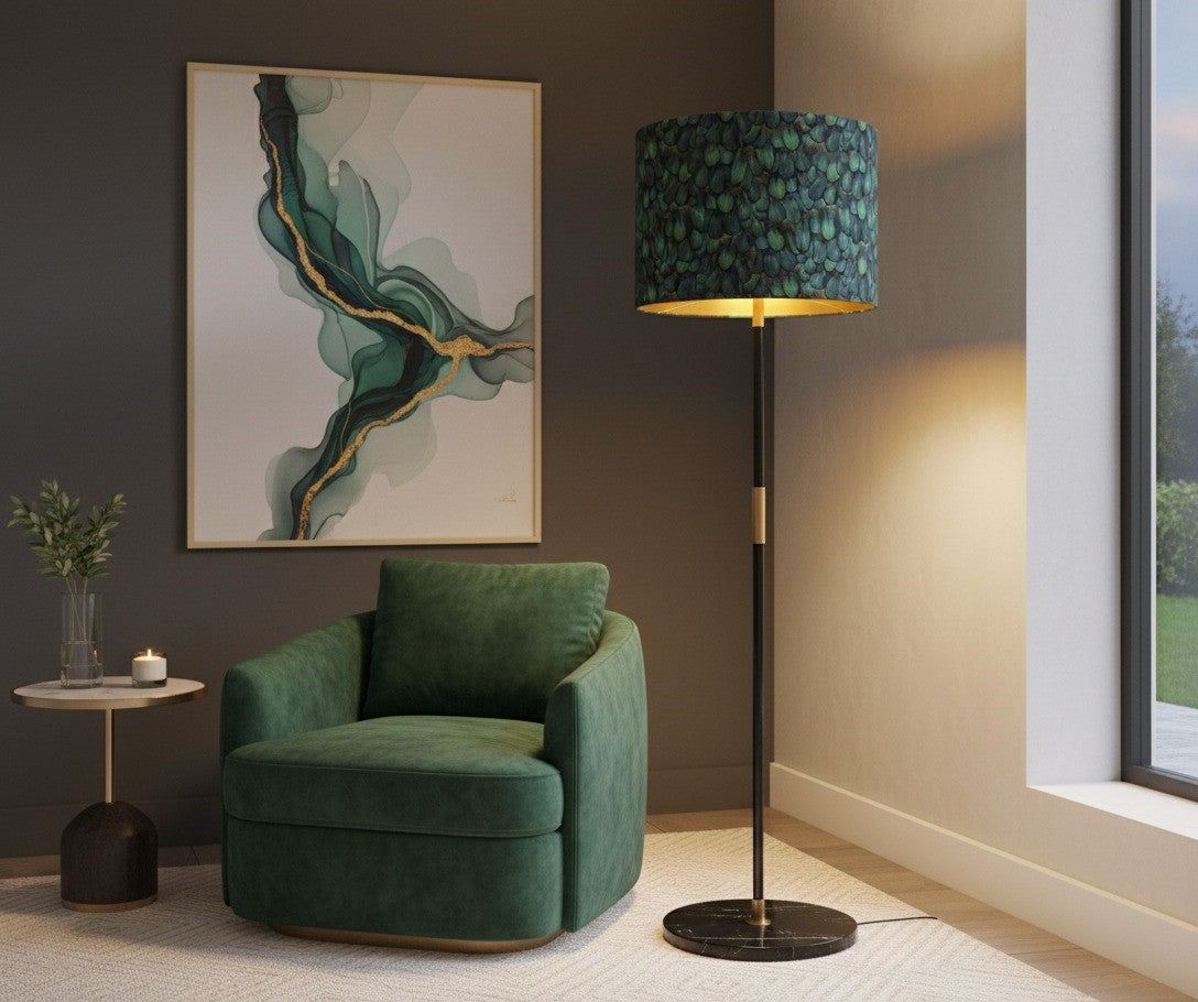 Green Pheasant Animal Golden Lampshade