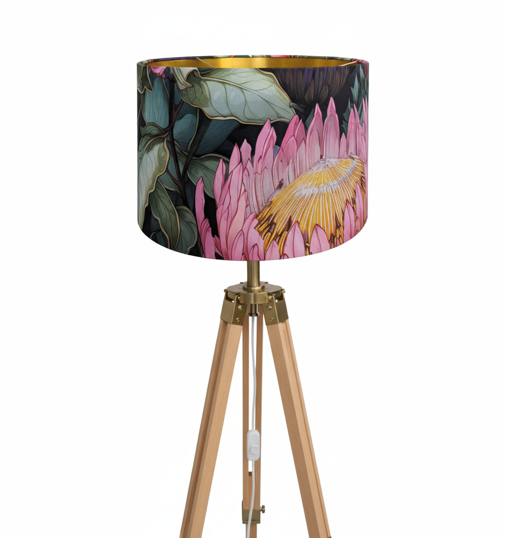 Ndebele Protea Elegance Golden Lampshade