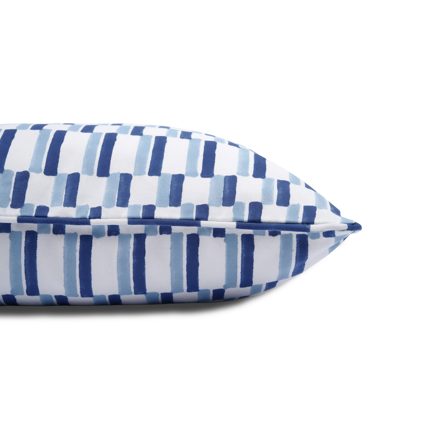Hand printed Decorative pillow covers with blue and white geometric tile pattern on a white organic cotton fabric, Artisan home decor, Throw pillow covers