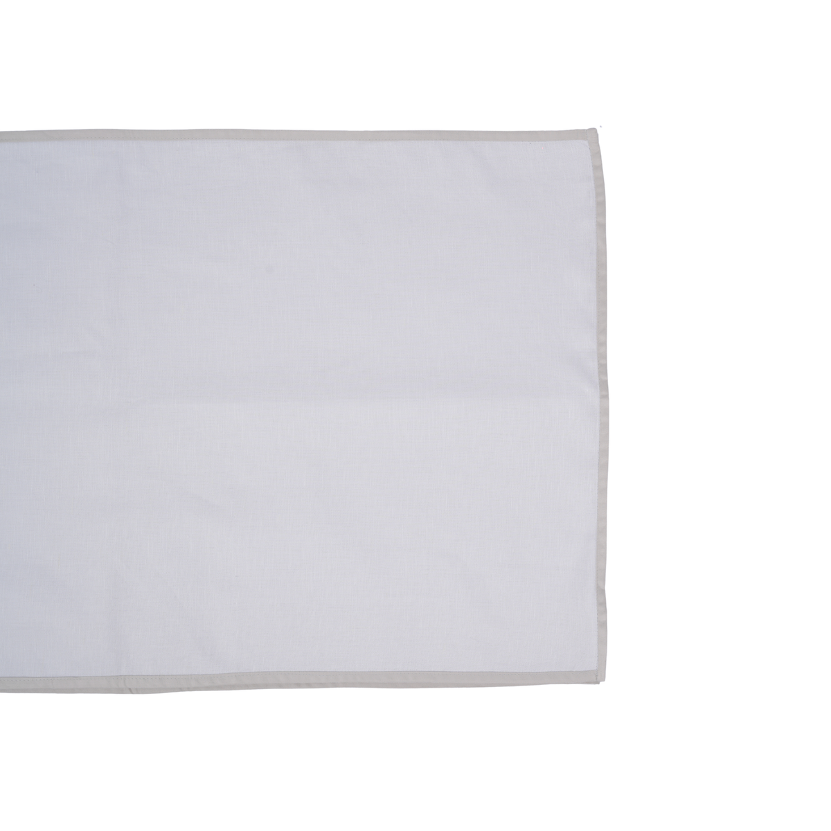 Rectangular grey table runner panel on a white background