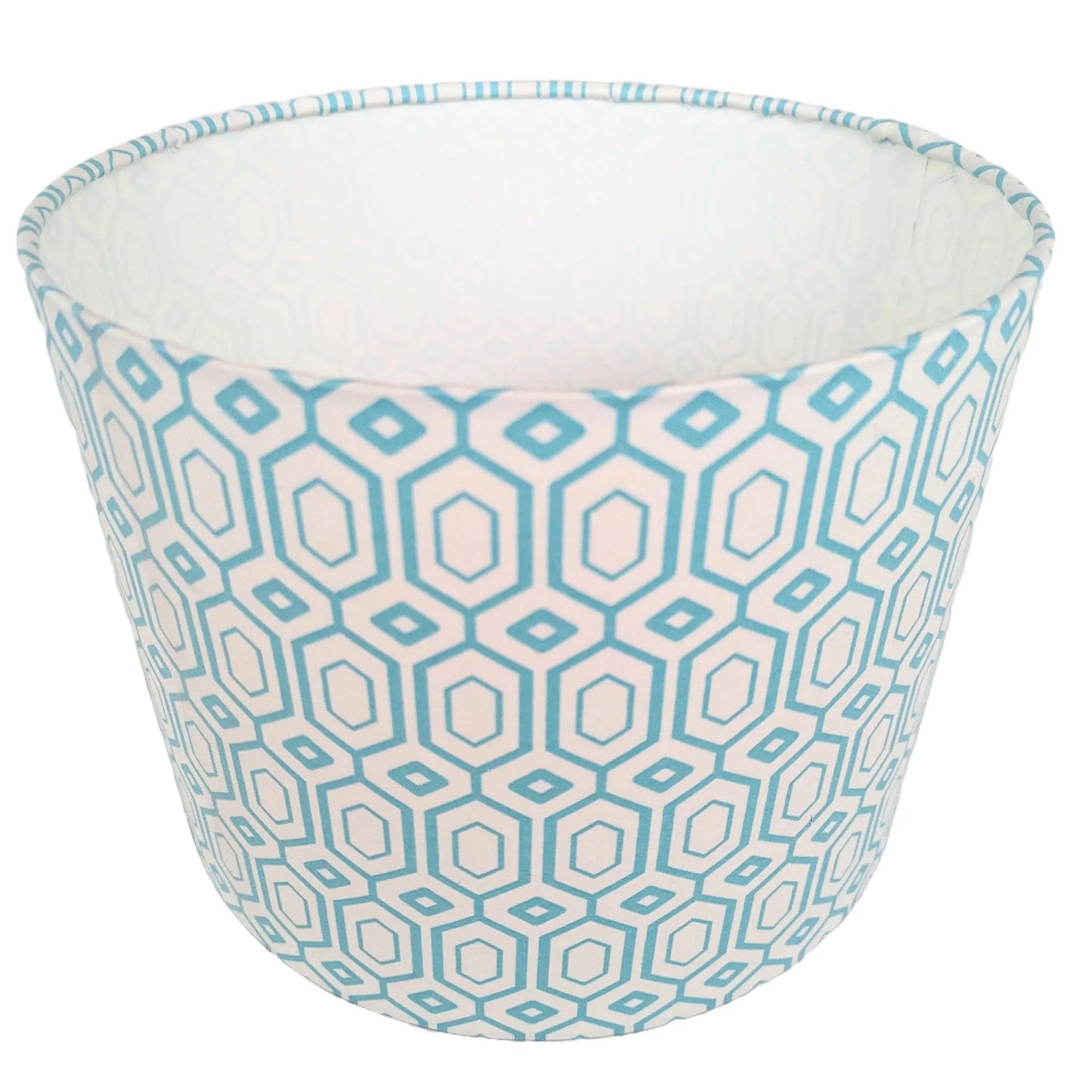 White & Light Blue Modern Geometric Lampshade
