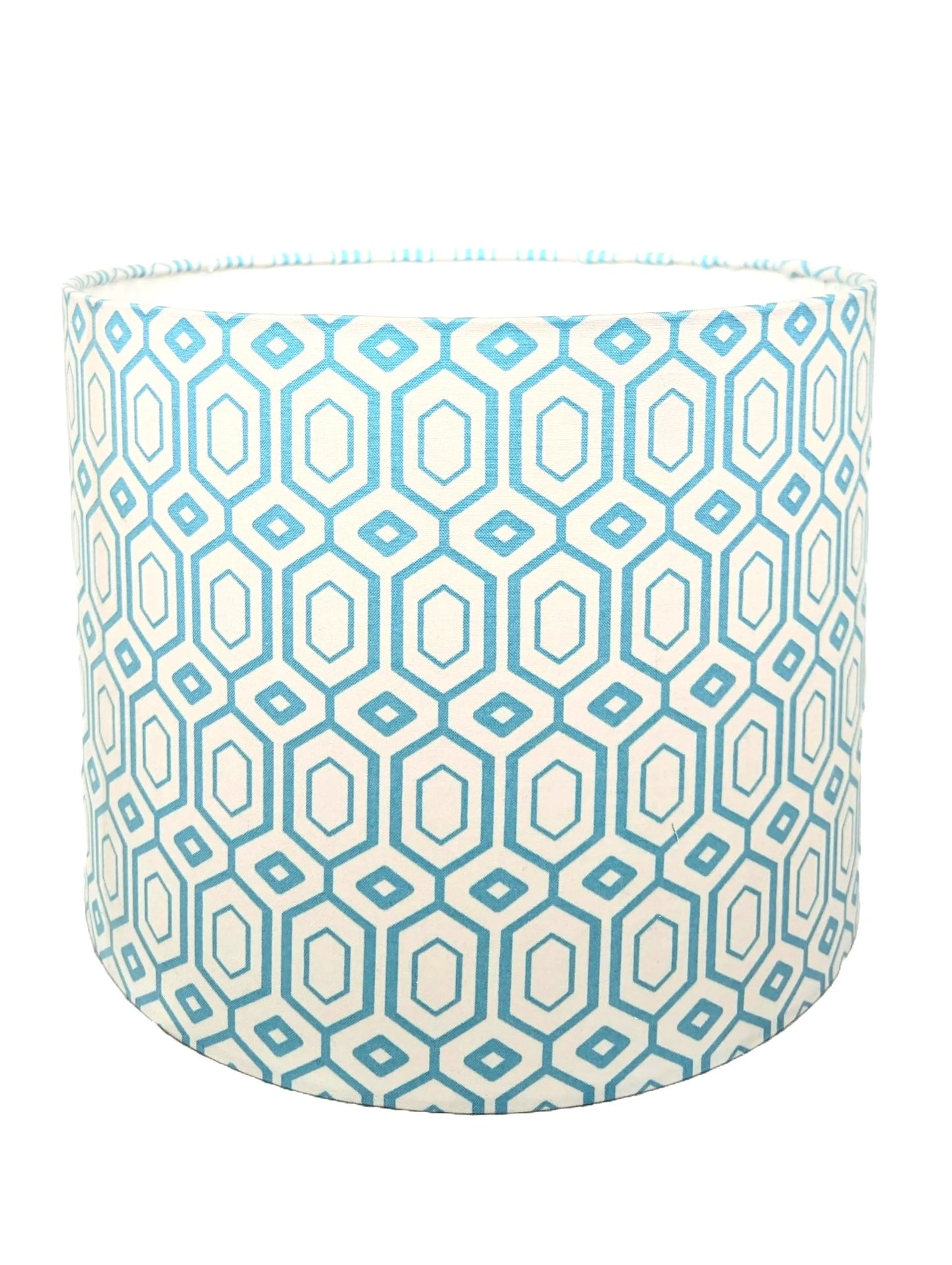 White & Light Blue Modern Geometric Lampshade