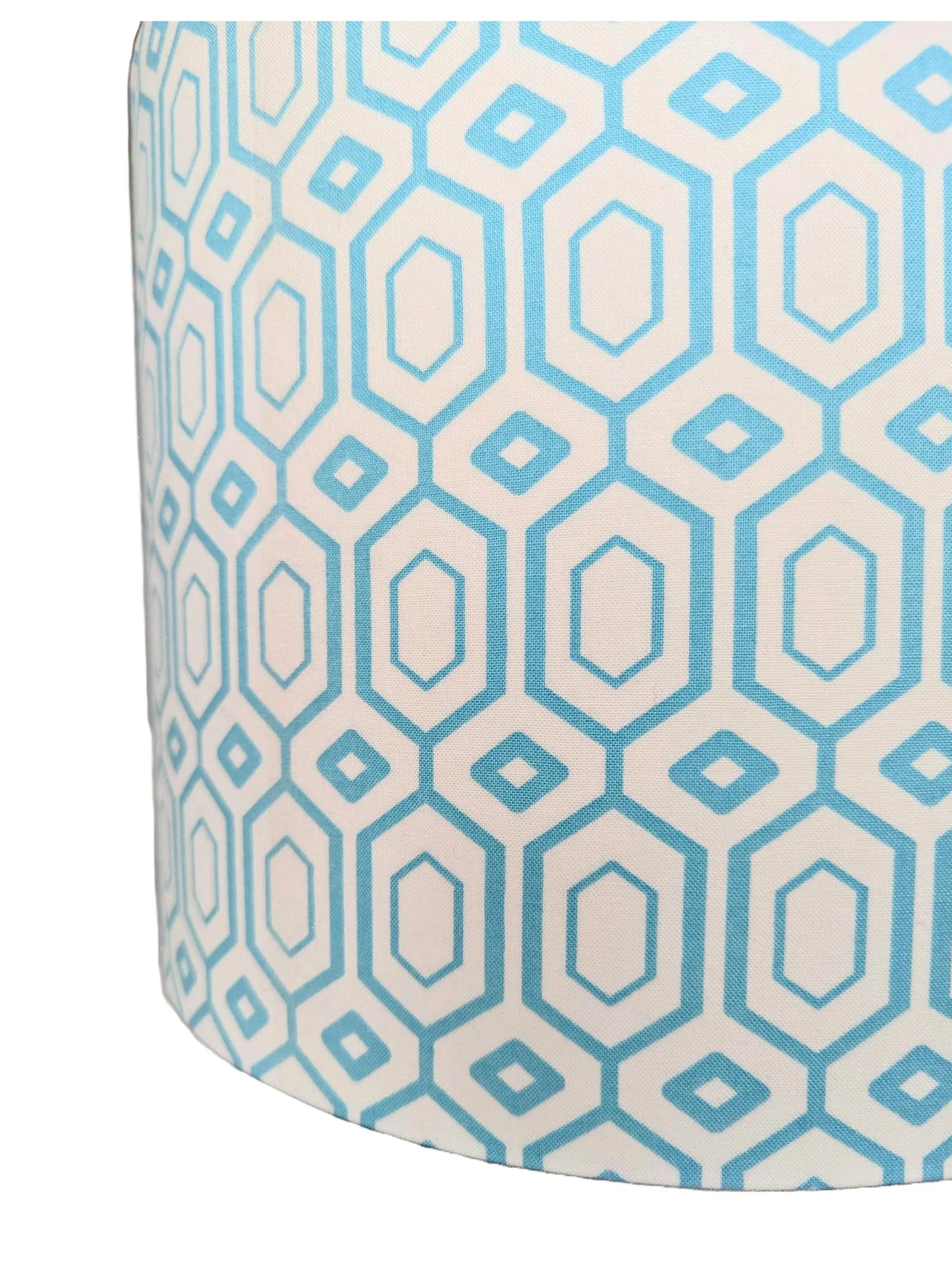 White & Light Blue Modern Geometric Lampshade