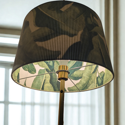 Green Strips and Tropical Leaves Double Sided Lampshade