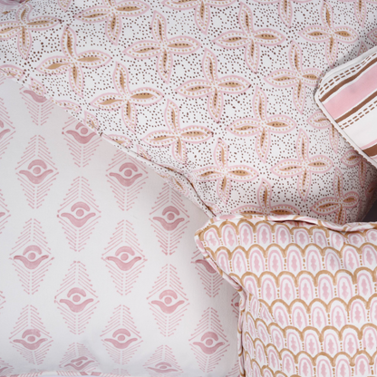 Beige pillow with pink designer pattern, Printed pillow covers, Decorative cushions for sofa, Throw pillow covers