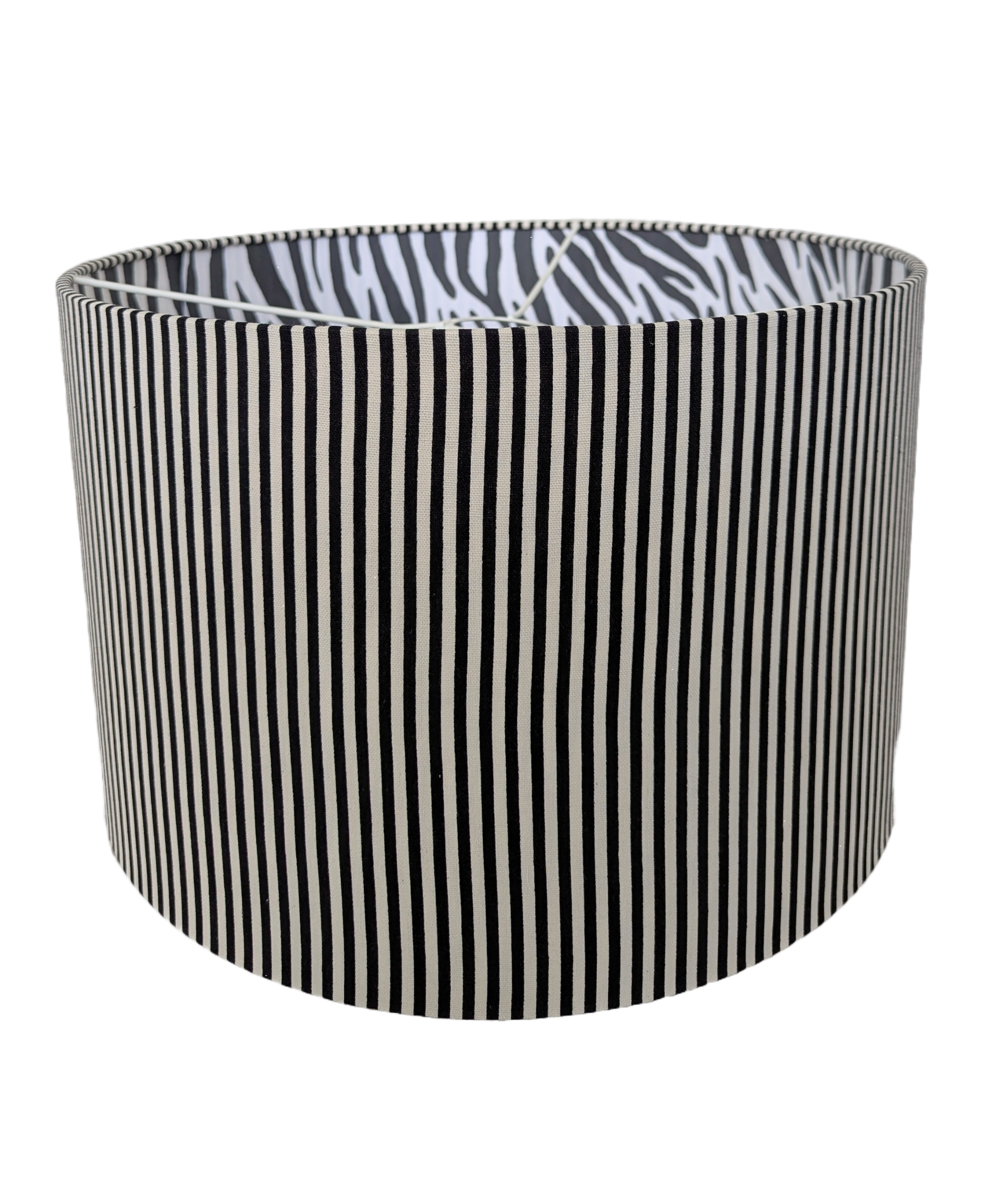 White Strips and Zebra Print Double Sided fabric Lampshades
