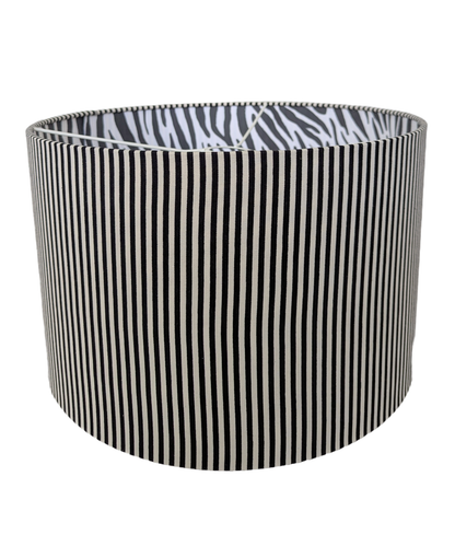 White Strips and Zebra Print Double Sided fabric Lampshades