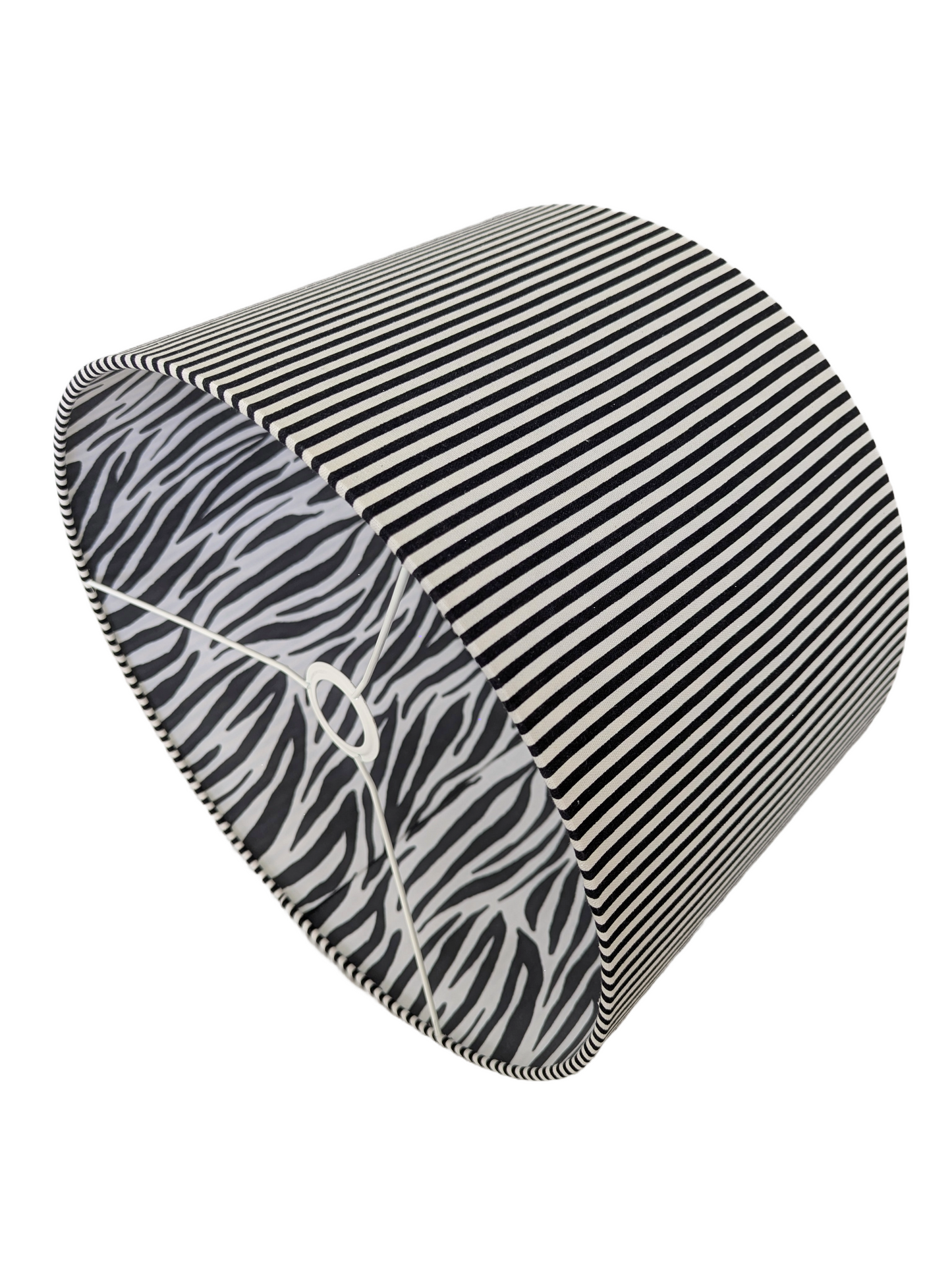 White Strips and Zebra Print Double Sided fabric Lampshades