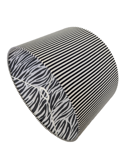 White Strips and Zebra Print Double Sided fabric Lampshades