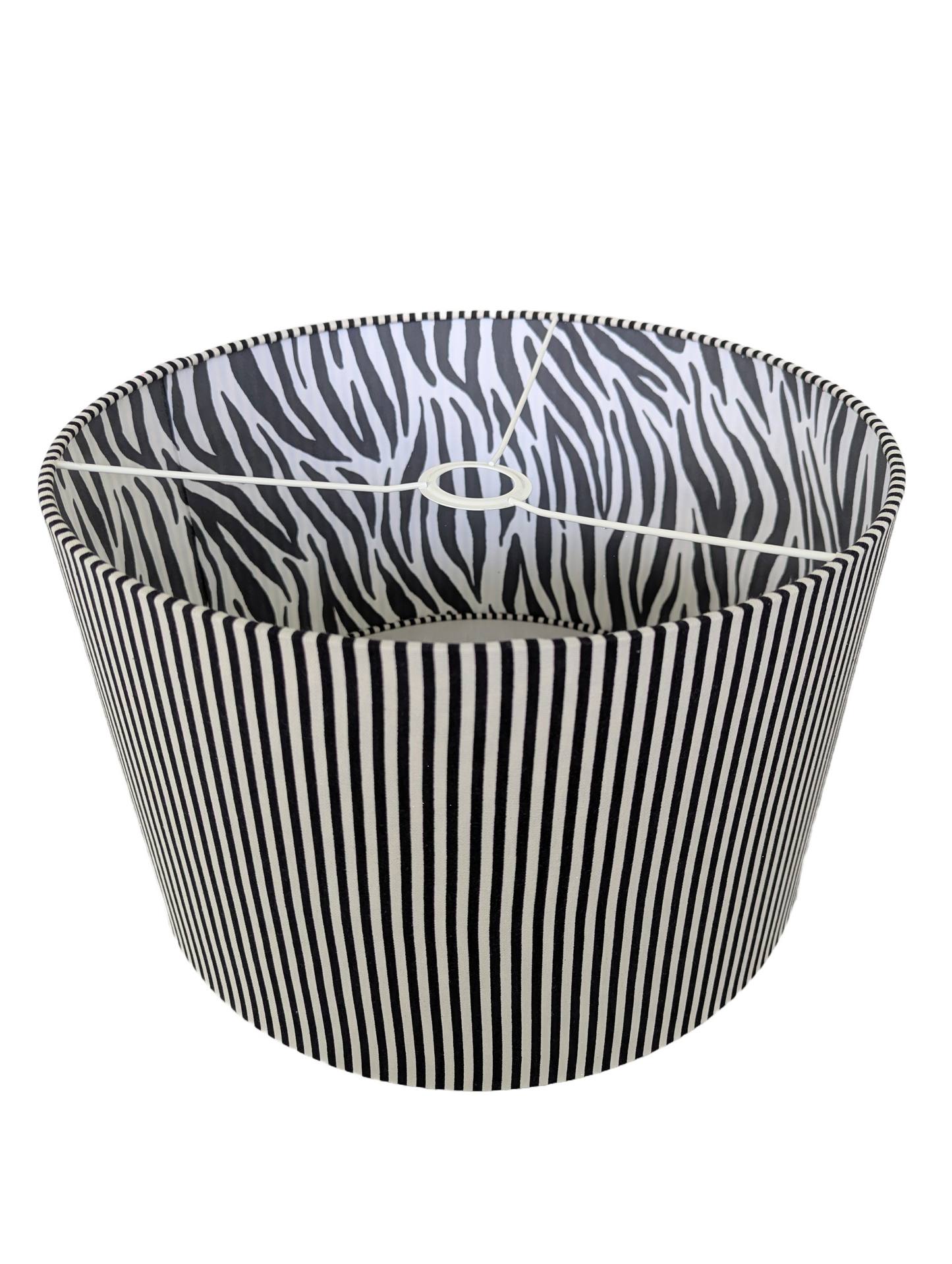 White Strips and Zebra Print Double Sided fabric Lampshades