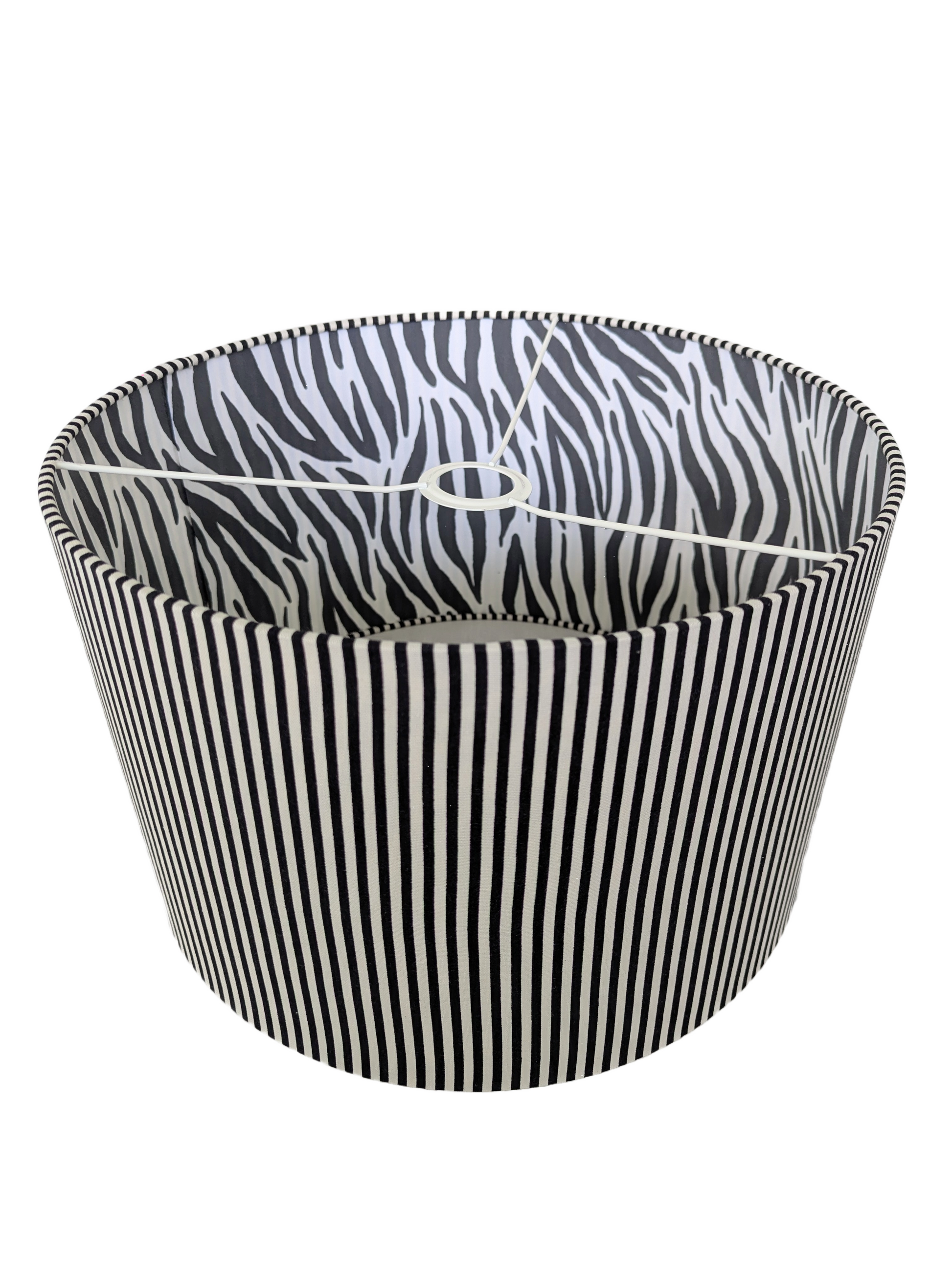 White Strips and Zebra Print Double Sided fabric Lampshades