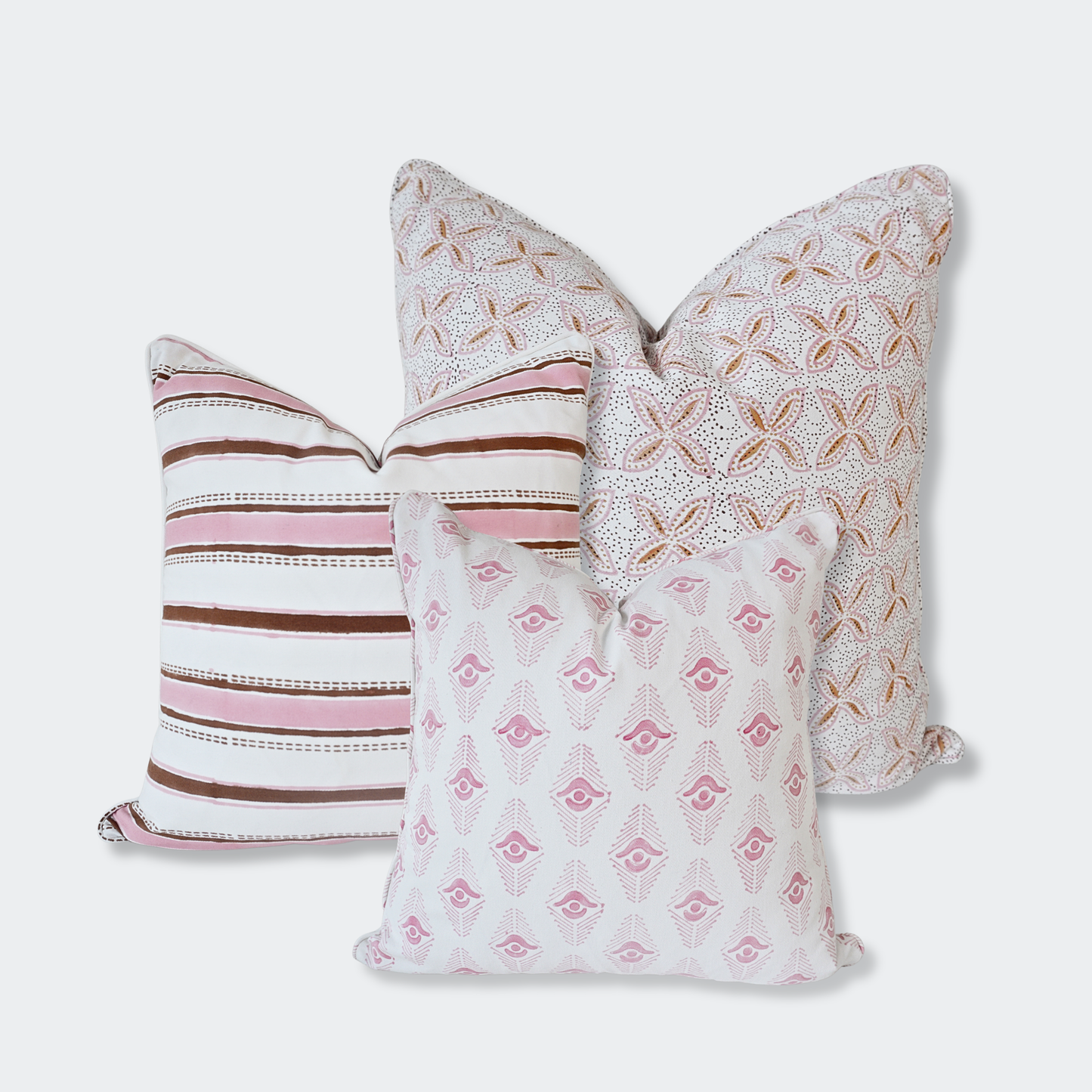 The Blossom Edit Block Print Pillow Cover Set of 3