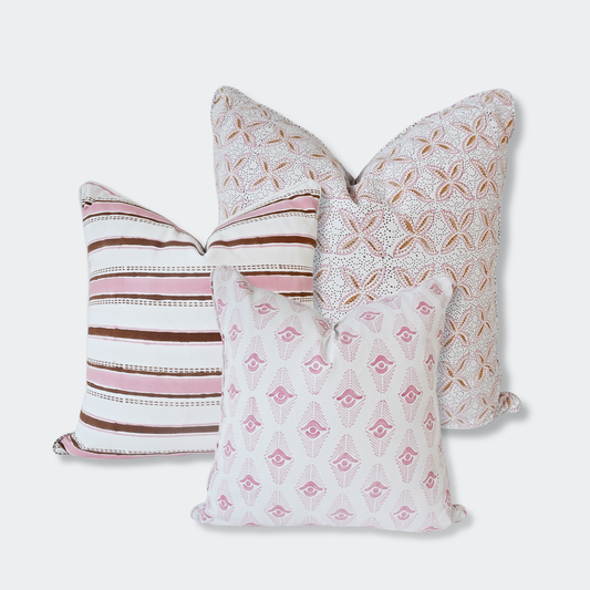 The Blossom Edit Block Print Pillow Cover Set of 3