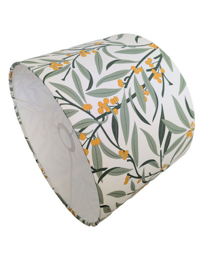 Green leaf pattern on a white lampshades