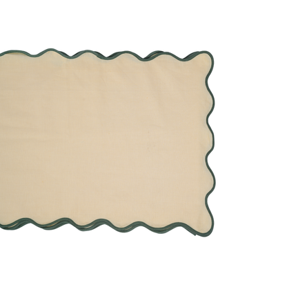 Creamed Corn Scalloped edge Table Runner