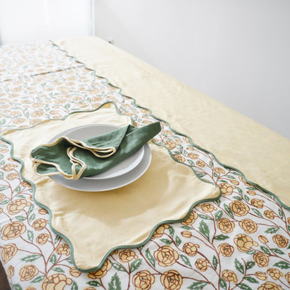 Creamed Corn Scalloped edge Table Runner