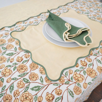 Creamed Corn Scalloped edge Table Runner