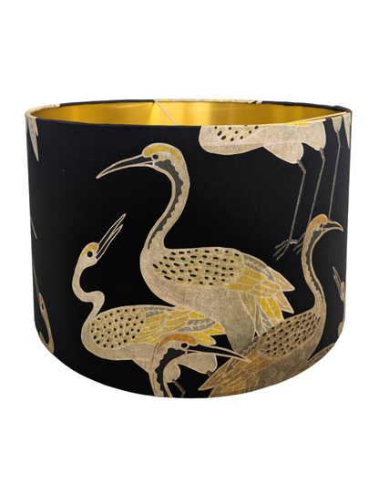 Deco Cranes Onyx Golden and black fabric Lampshades 