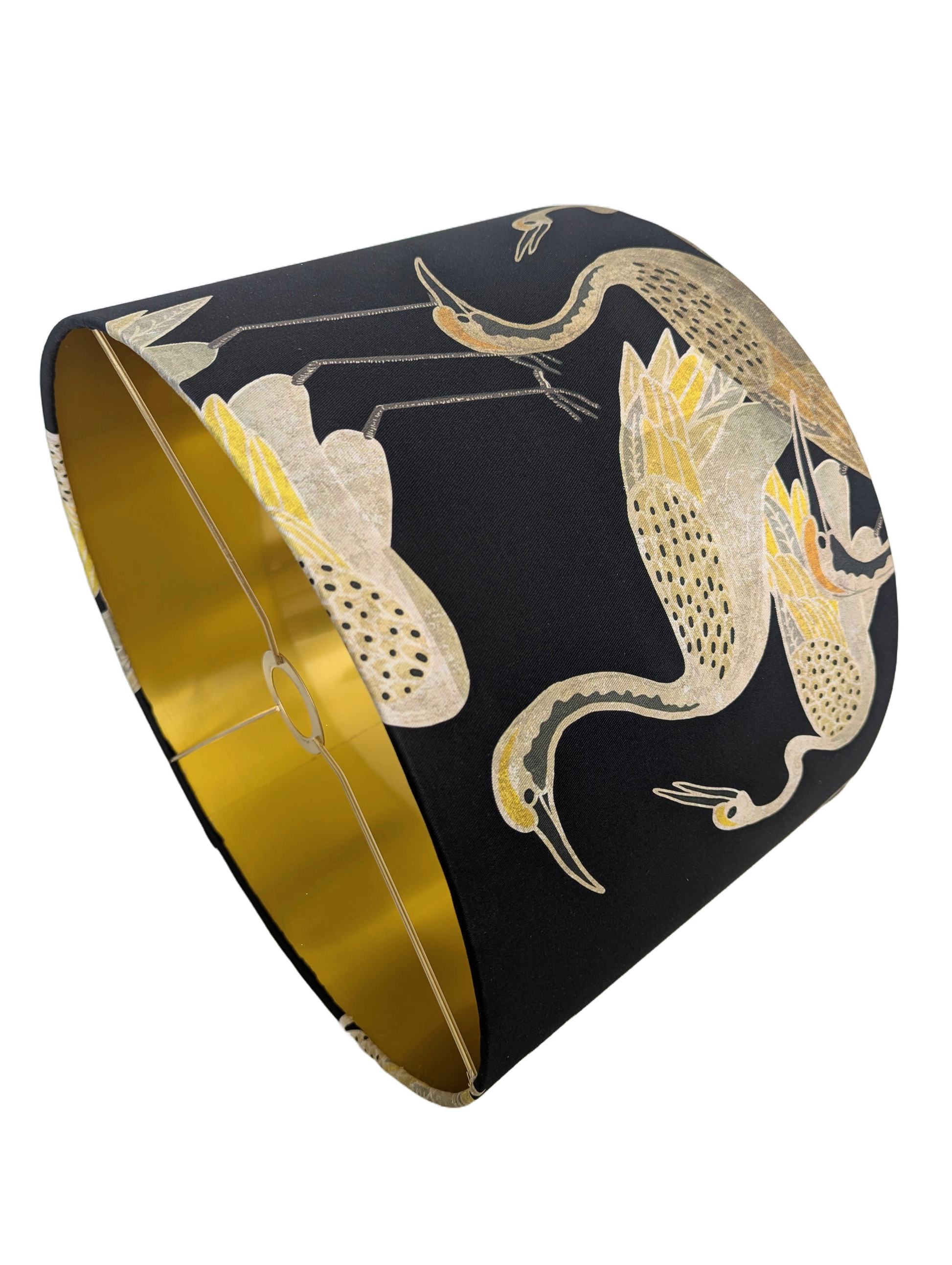 Deco Cranes Onyx Golden and black fabric Lampshades 