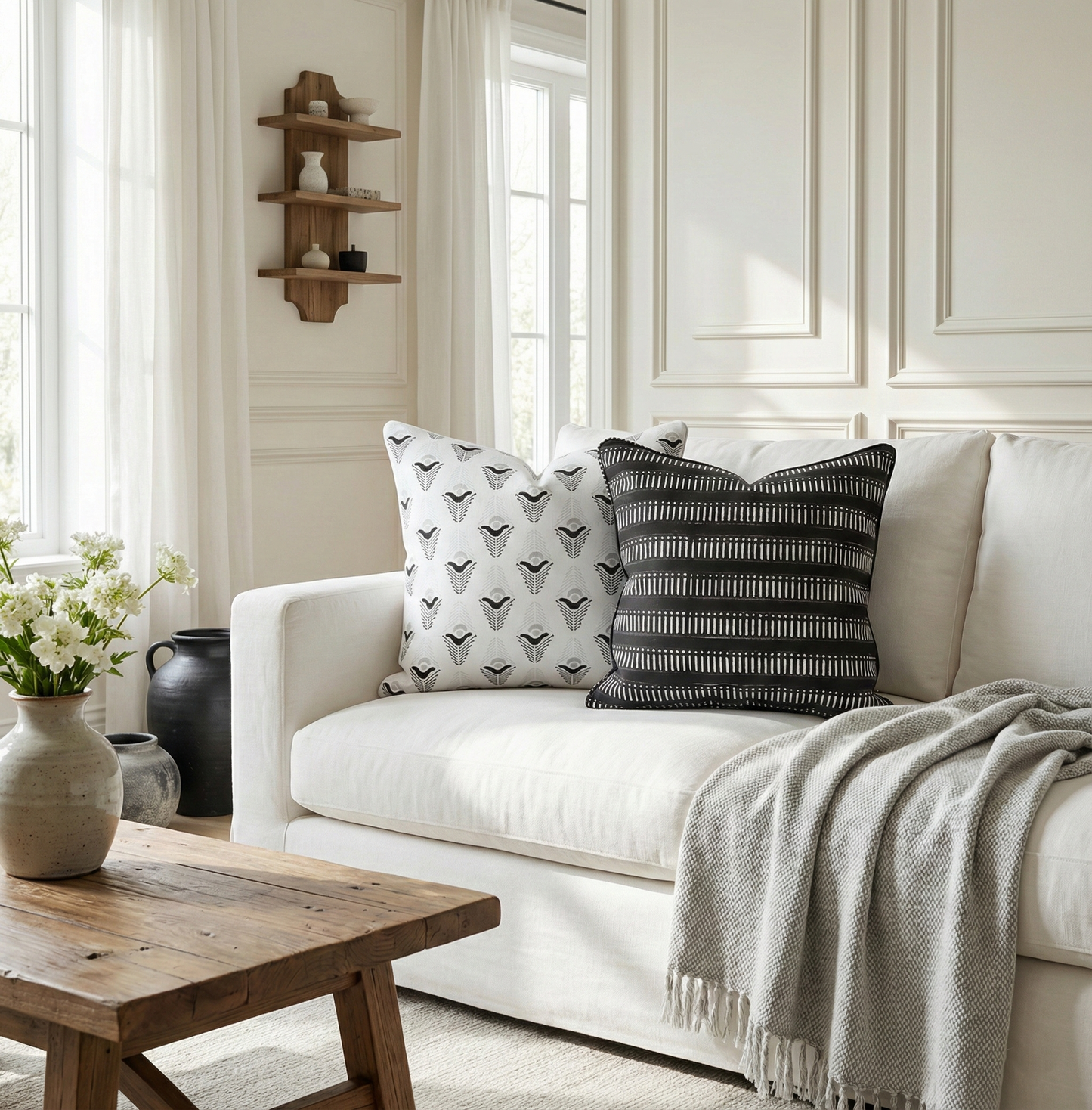 Evia Charcoal Cushion Cover