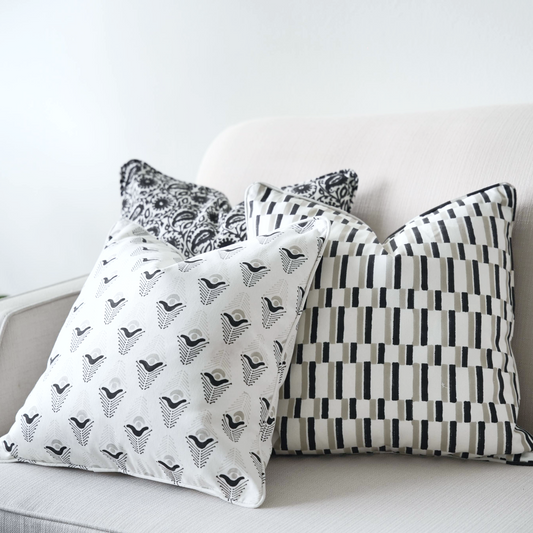 Evia Charcoal Cushion Cover