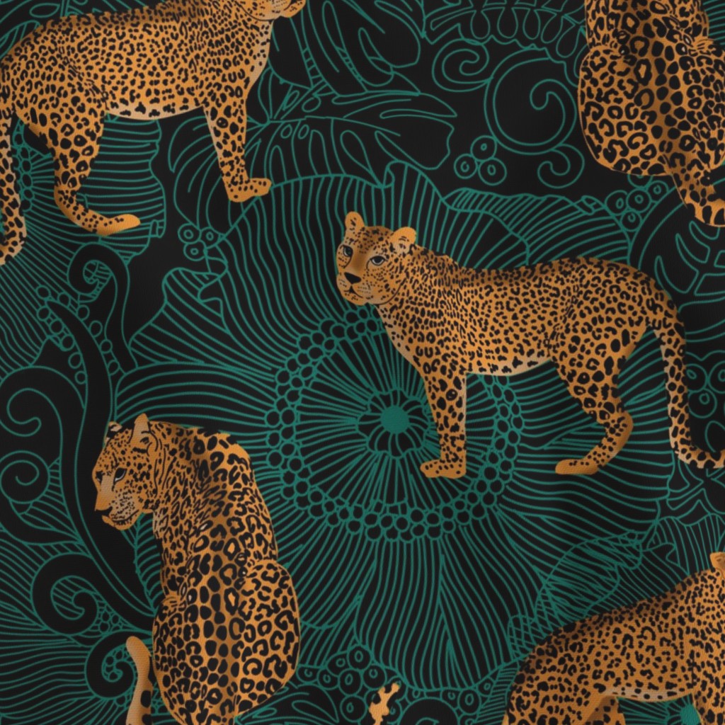 Exotic Leopard Green Lampshade - Fabric Swatch