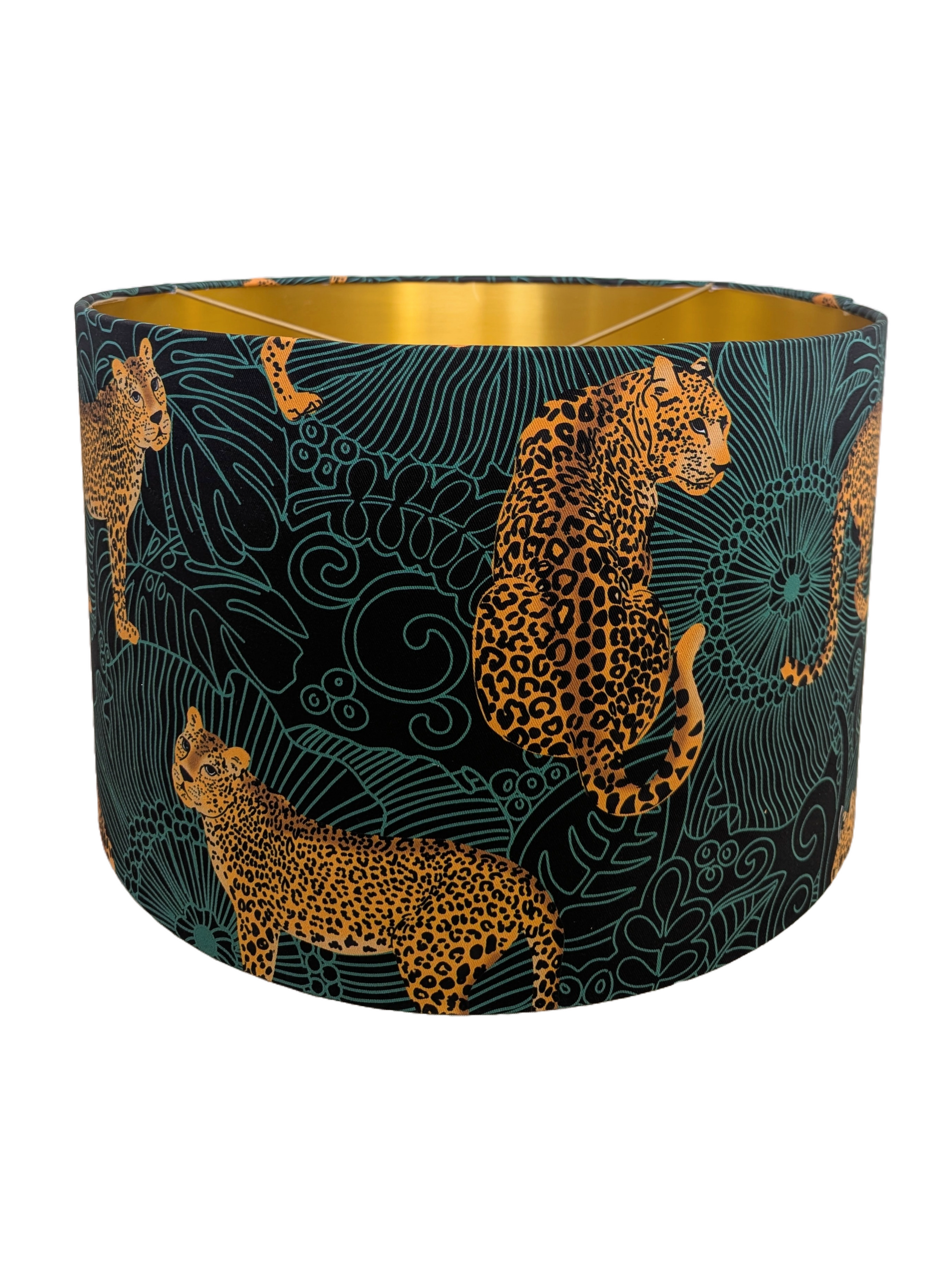 Exotic Leopard Green fabric  golden Lampshades 