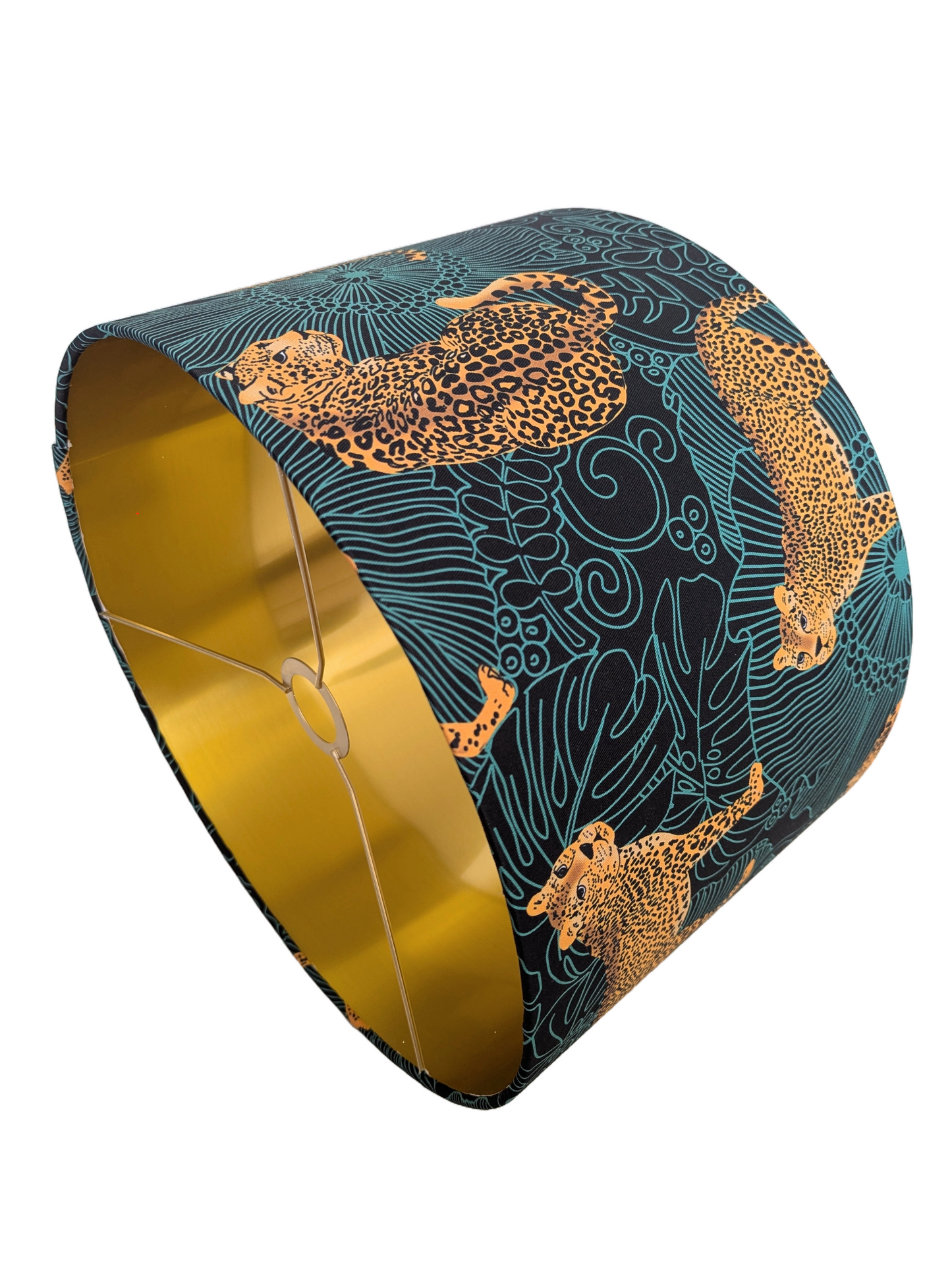 Exotic Leopard Green fabric  golden Lampshades 
