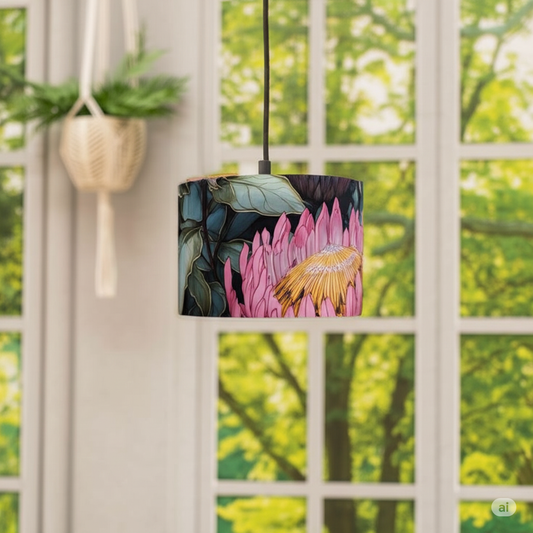 Ndebele Protea Elegance Golden Lampshade