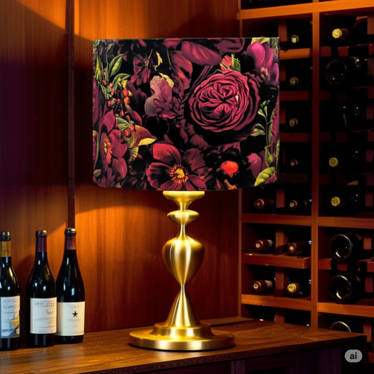 Vintage Dramatic Floral Lampshade