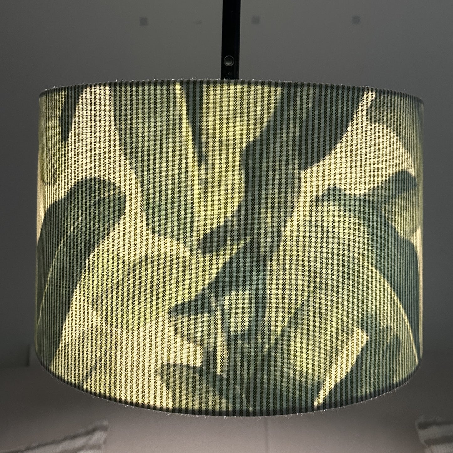 Green Strips and Tropical Leaves Double Sided Lampshade