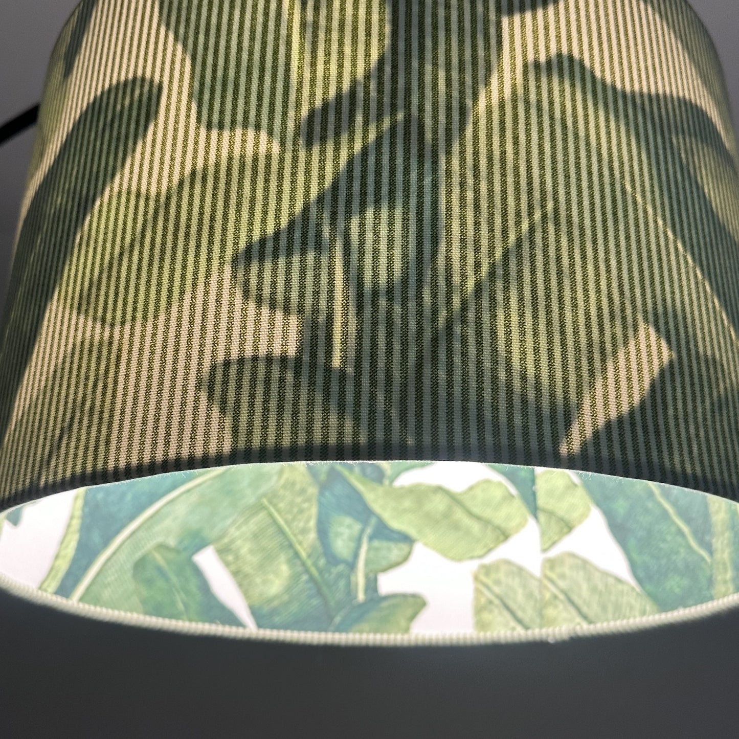 Green Strips and Tropical Leaves Double Sided Lampshade