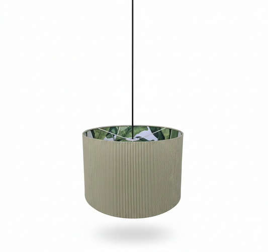 Green Strips & Tropical Leaves Double Sided Lampshade