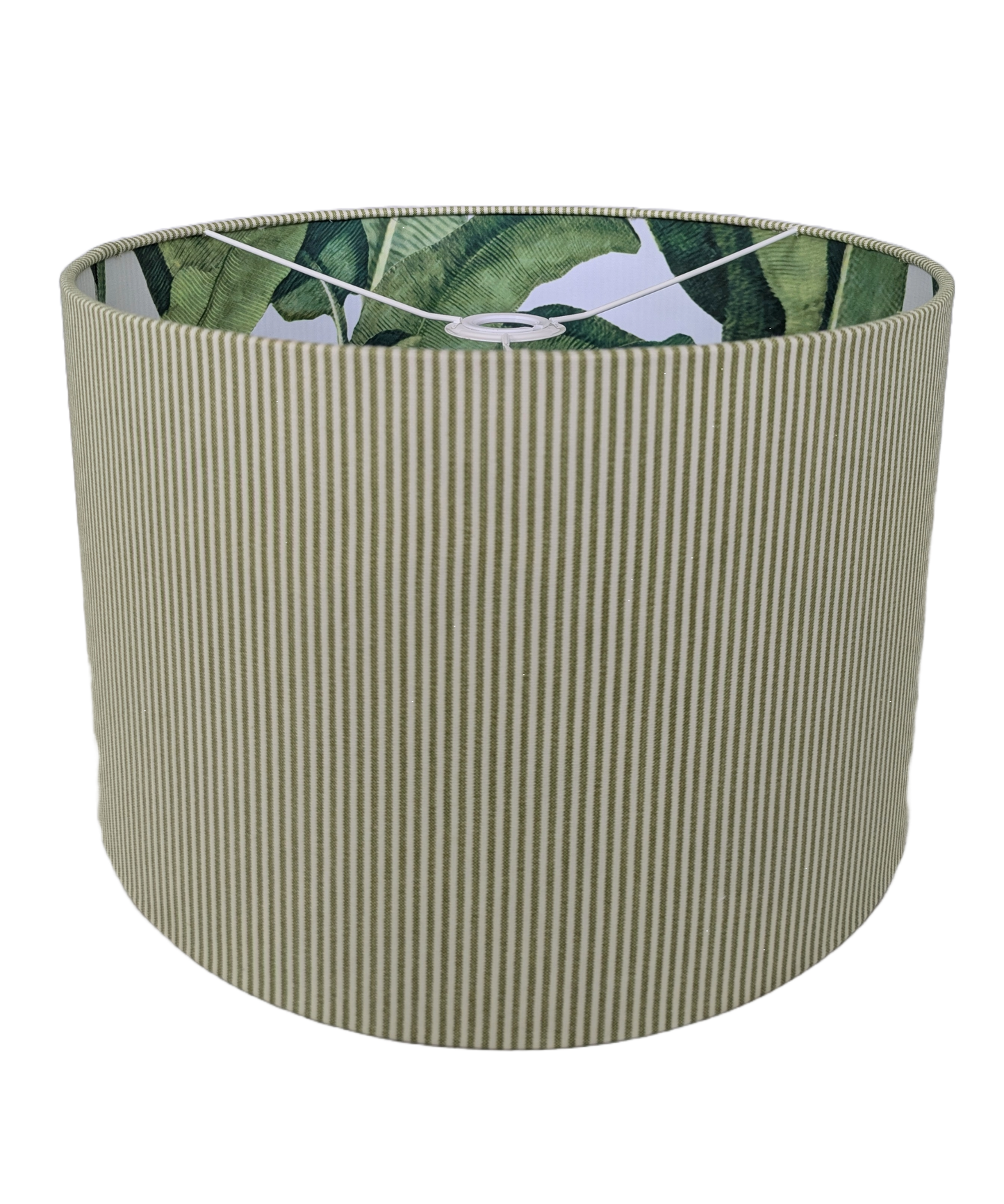 Green Strips and Tropical Leaves Double Sided fabric designer  Lampshades