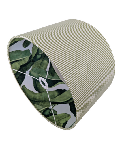Green Strips and Tropical Leaves Double Sided fabric designer  Lampshades