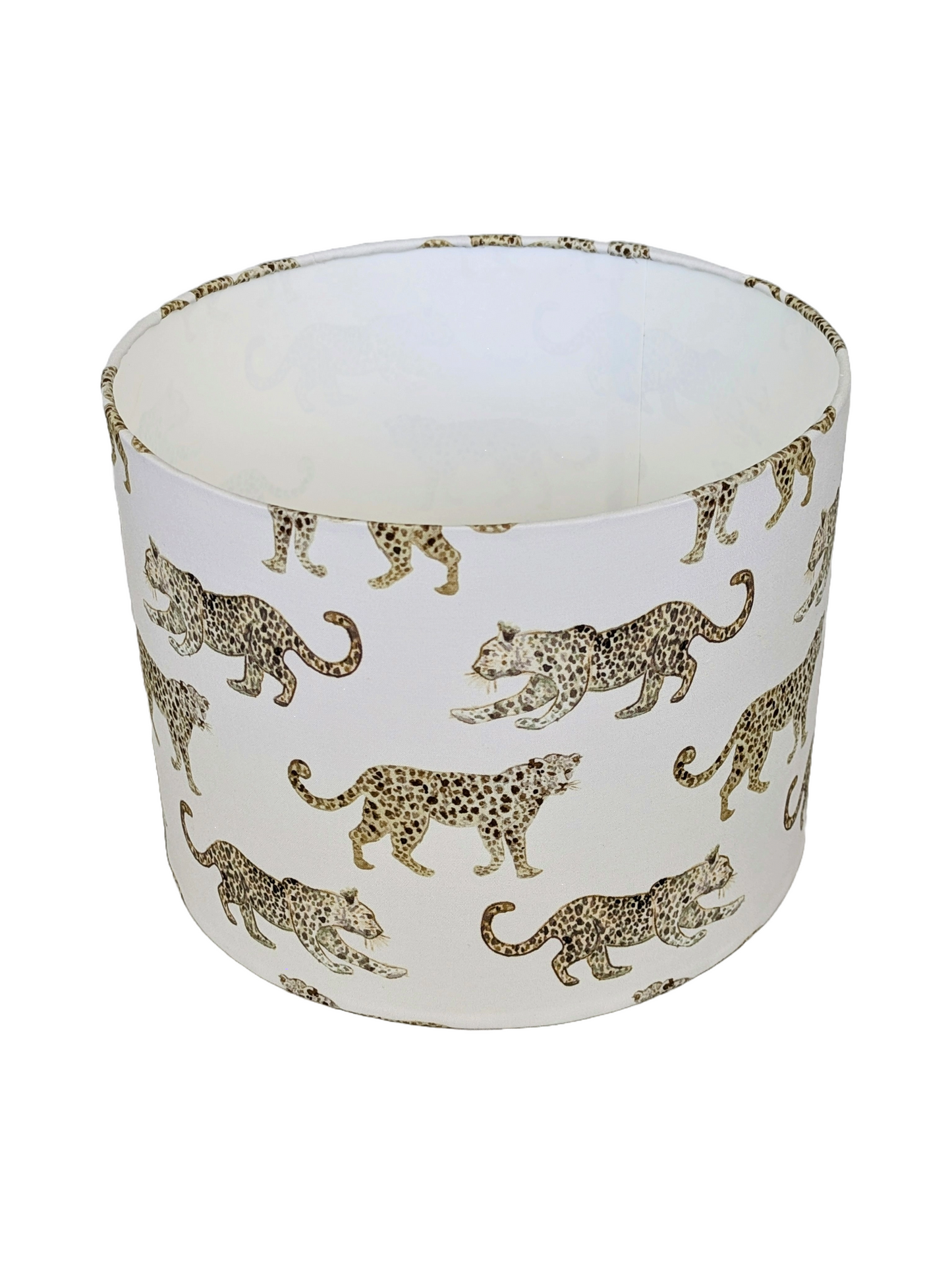 Leopard Parade printed Cream  Fabric Lampshades