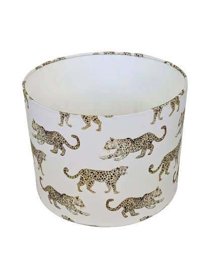 Leopard Parade printed Cream  Fabric Lampshades