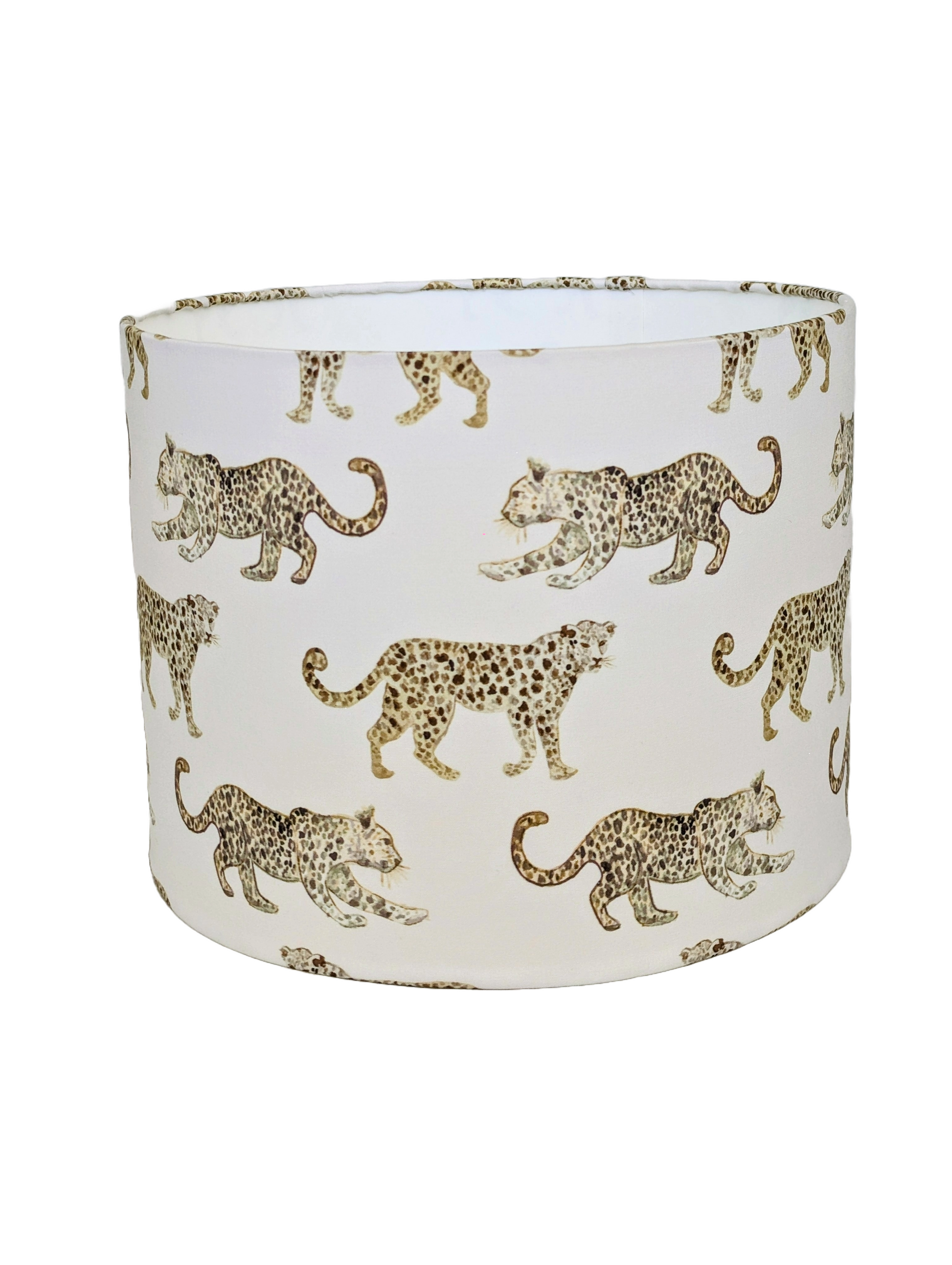 Leopard Parade printed Cream  Fabric Lampshades