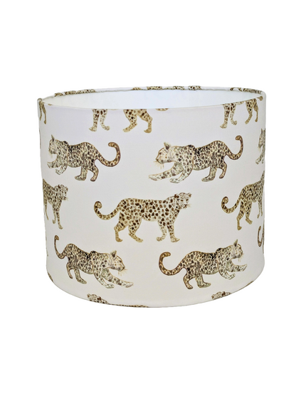 Leopard Parade printed Cream  Fabric Lampshades
