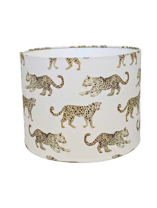 Leopard Parade printed Cream  Fabric Lampshades
