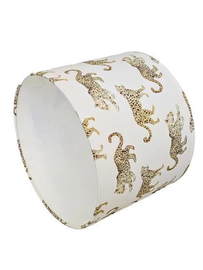 Leopard Parade printed Cream  Fabric Lampshades