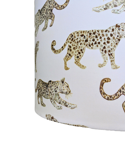 Leopard Parade printed Cream  Fabric Lampshades