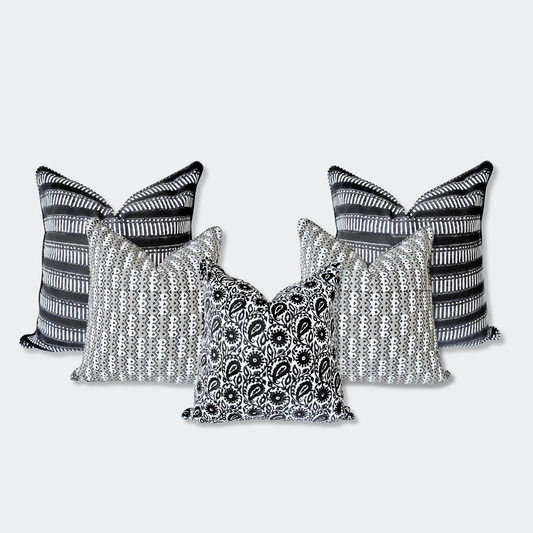 Monochrome Charcoal Mix Pillow Cover Set of 5