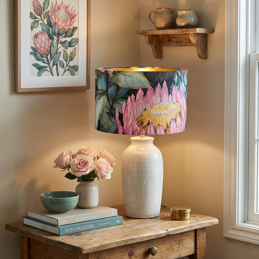 Ndebele Protea Elegance Golden Lampshade