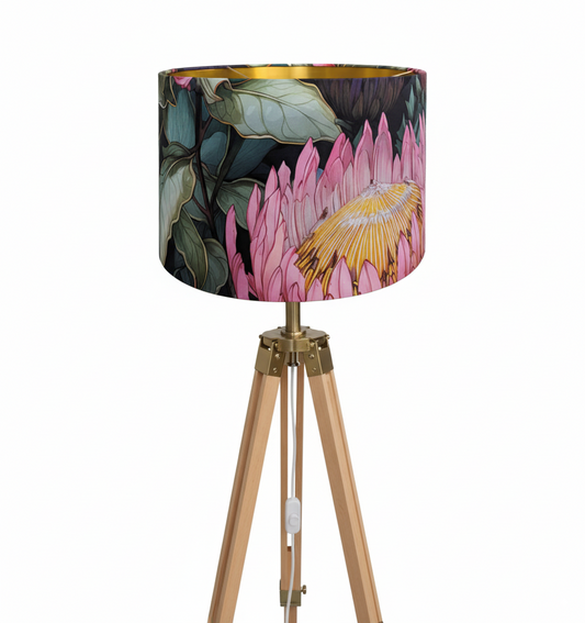Ndebele Protea Elegance Golden Lampshade
