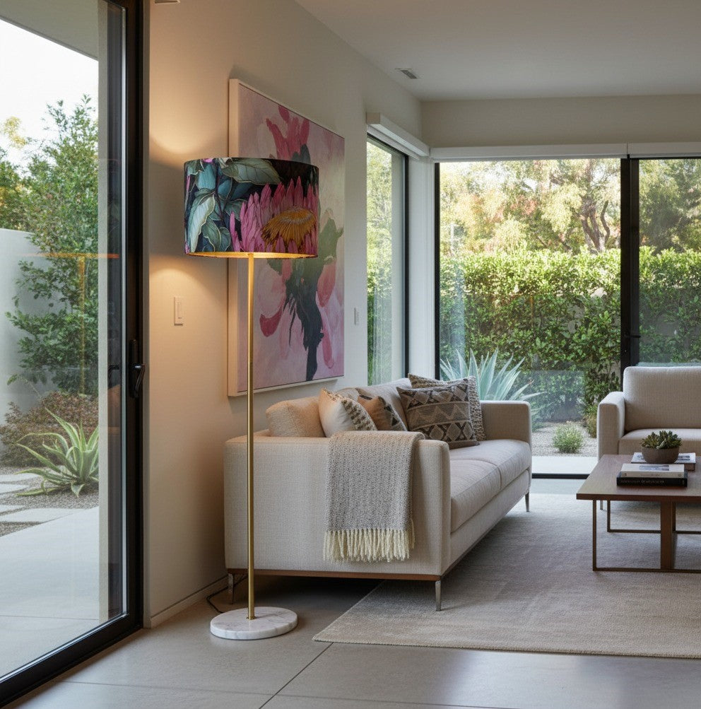 Ndebele Protea Elegance Pink Golden fabric  Lampshades