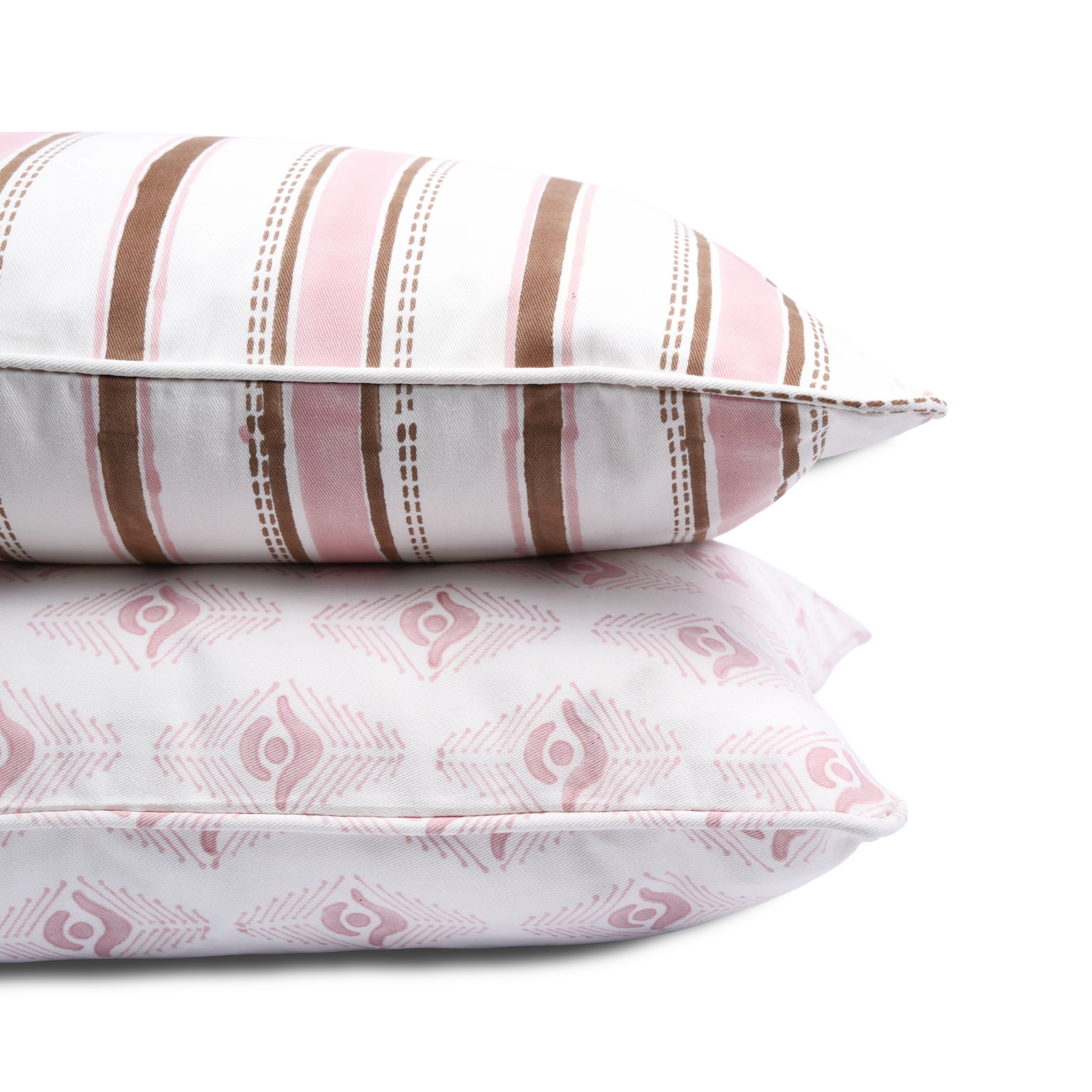 Beige pillow with pink designer pattern, Printed pillow covers, Decorative cushions for sofa, Throw pillow covers